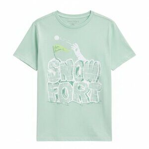 Cat & Jack Boy's Graphic T-Shirt Snow Fort Short Sleeve Green Medium NWT